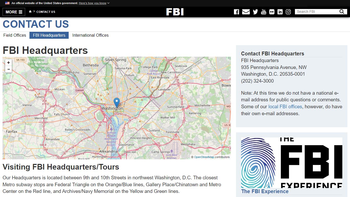 FBI Headquarters — FBI - Federal Bureau of Investigation