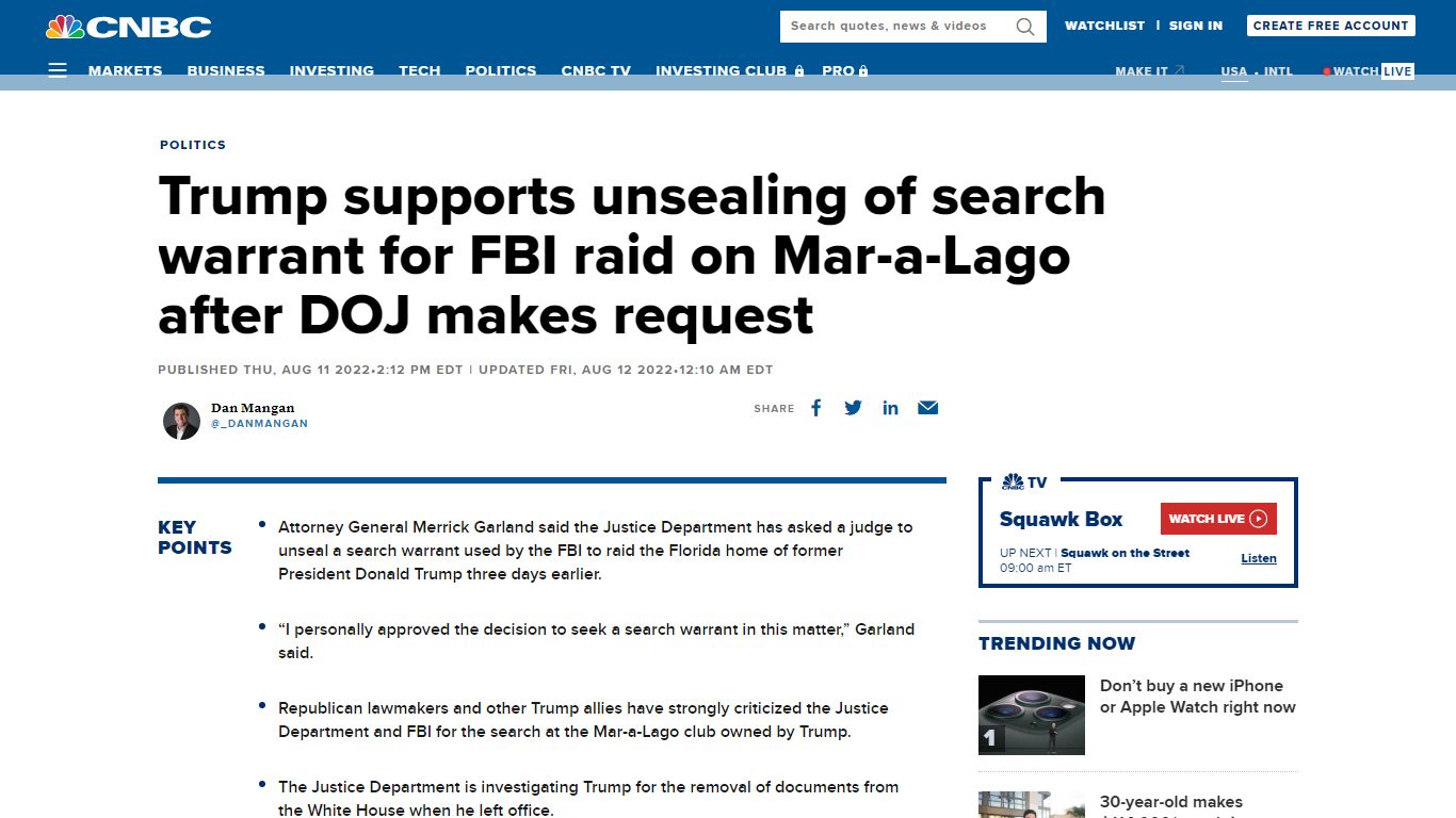 Trump search warrant: DOJ, former president ask for unsealing of FBI ...